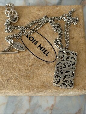 Lois Hill Signature Scroll Silver Pendant Necklace